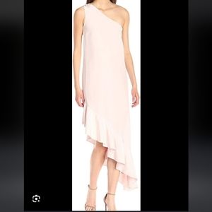 Cynthia Rowley ruffle one shoulder silk dress